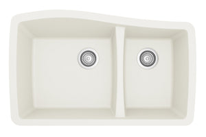 Alternate Image for Karran 34" Undermount Quartz Composite Kitchen Sink, 60/40 Double Bowl, White, QU-721-WH
