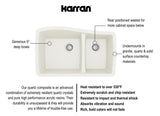 Karran 34" Undermount Quartz Composite Kitchen Sink, 60/40 Double Bowl, White, QU-721-WH