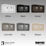 Karran 34" Undermount Quartz Composite Kitchen Sink with Accessories, 60/40 Double Bowl, White, QU-721-WH-PK1