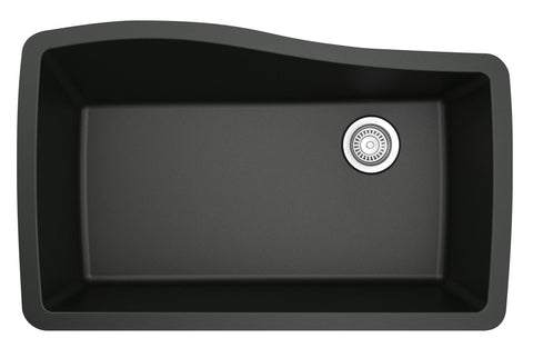Karran 34" Undermount Quarz Composite Kitchen Sink, Black, QU-722-BL