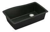 Karran 34" Undermount Quartz Composite Kitchen Sink, Black, QU-722-BL