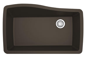 Alternate Image for Karran 34" Undermount Quartz Composite Kitchen Sink, Brown, QU-722-BR