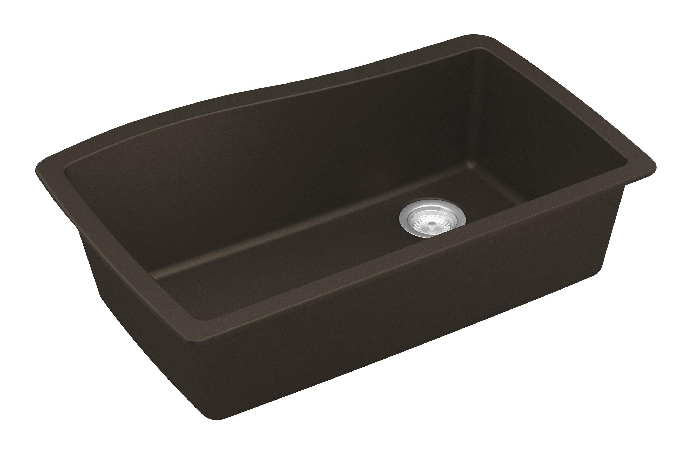 Karran 34" Undermount Quartz Composite Kitchen Sink, Brown, QU-722-BR