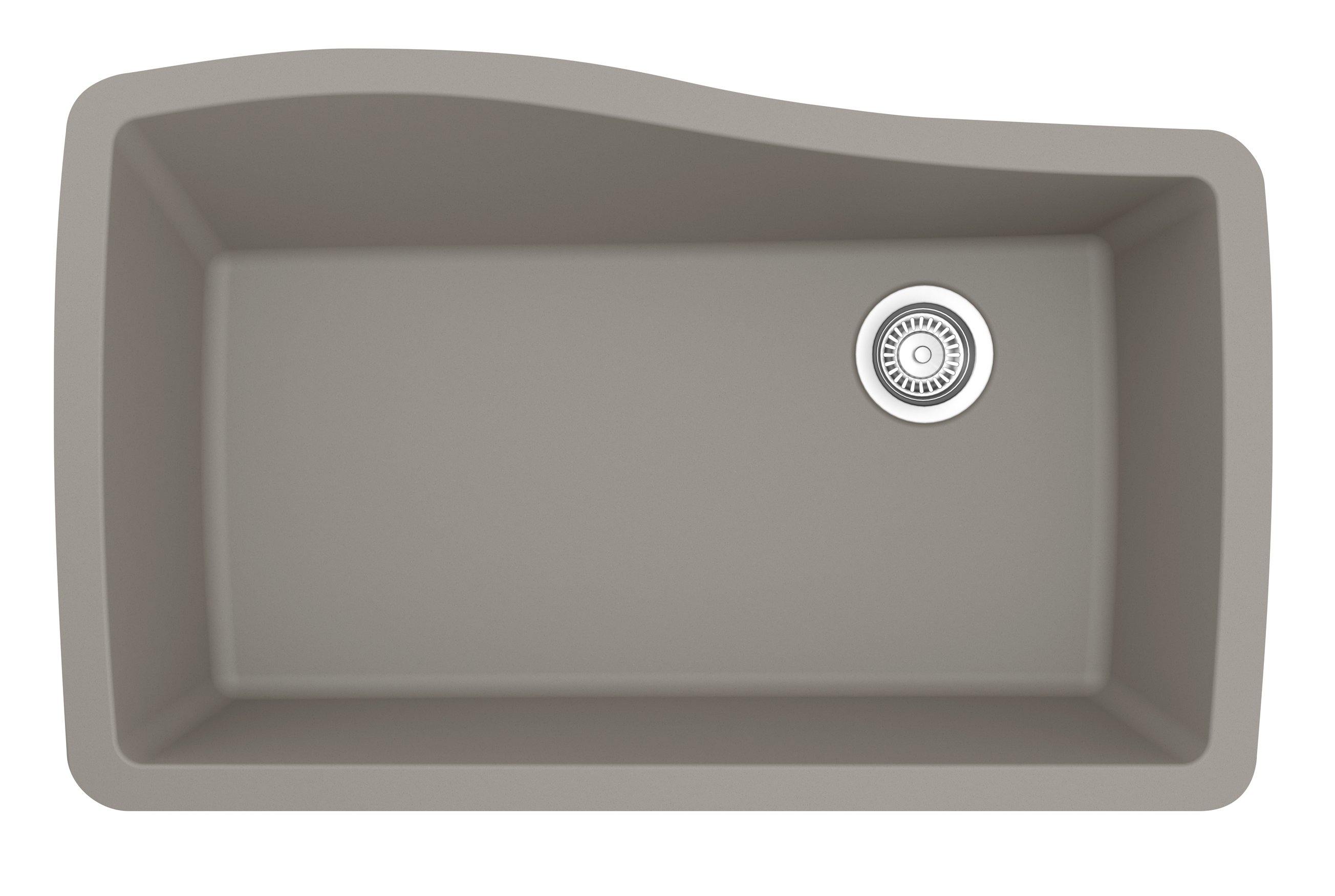 Karran 34" Undermount Quartz Composite Kitchen Sink, Concrete, QU-722-CN