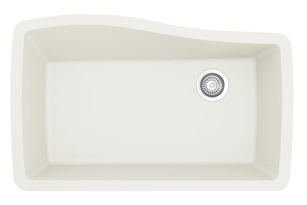 Karran 34" Undermount Quartz Composite Kitchen Sink, White, QU-722-WH