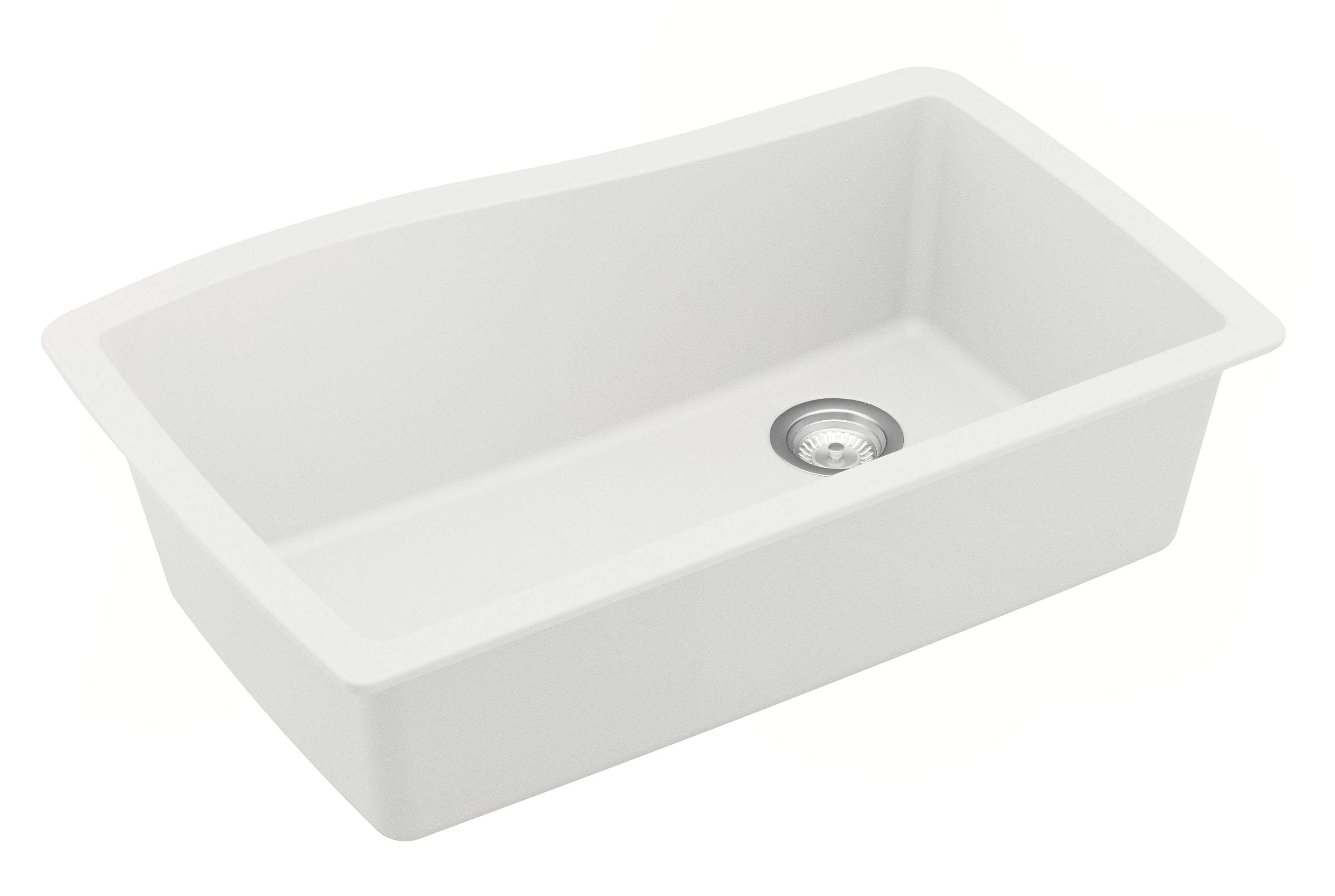 Karran 34" Undermount Quartz Composite Kitchen Sink with Accessories, White, QU-722-WH-PK1