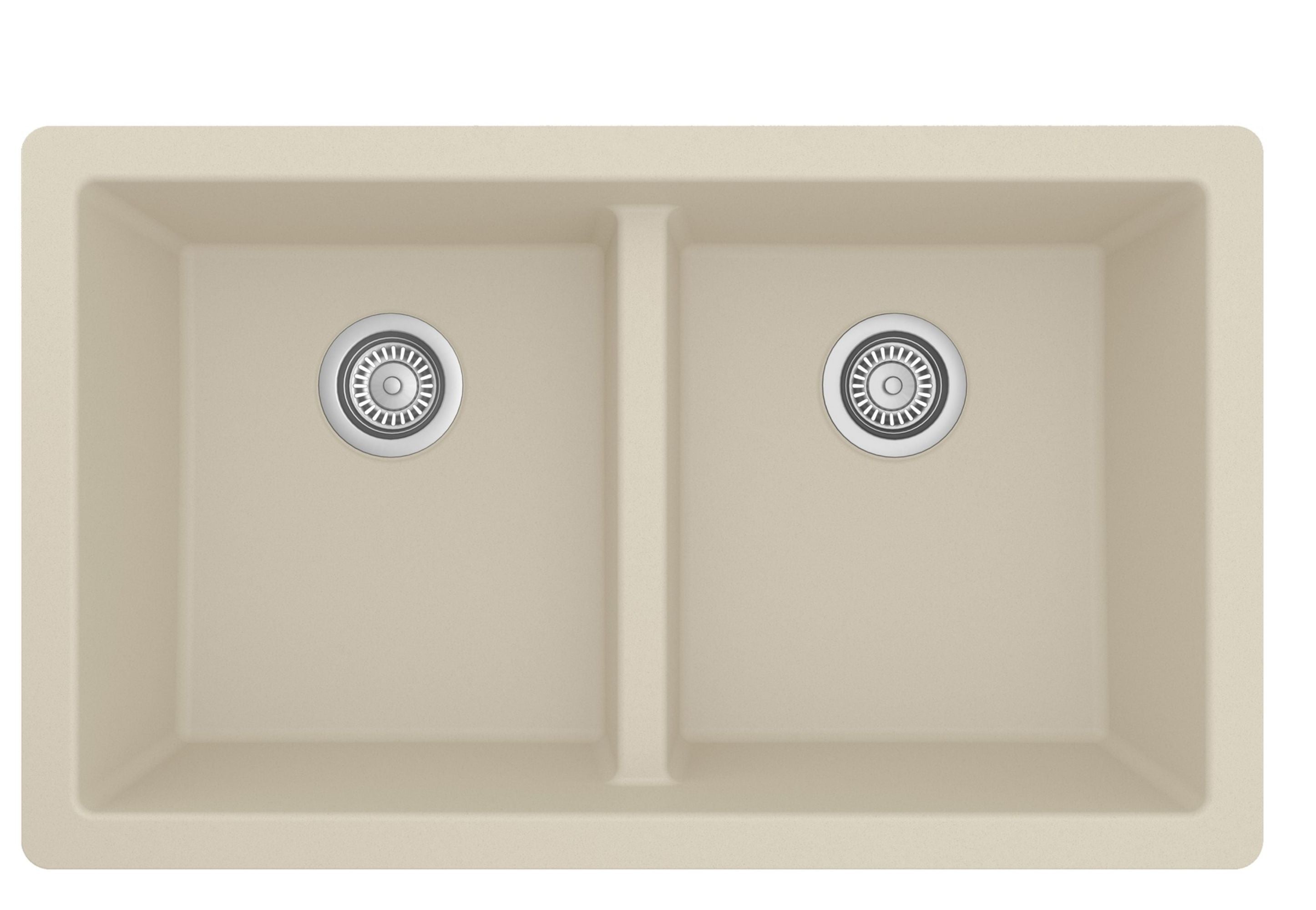 Karran 32" Undermount Quartz Composite Kitchen Sink with Accessories, 50/50 Double Bowl, Bisque, QU-810-BI-PK1
