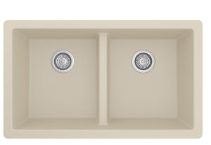 Alternate Image for Karran 32" Undermount Quartz Composite Kitchen Sink, 50/50 Double Bowl, Bisque, QU-810-BI