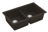 Karran 32" Undermount Quartz Composite Kitchen Sink with Accessories, 50/50 Double Bowl, Brown, QU-810-BR-PK1