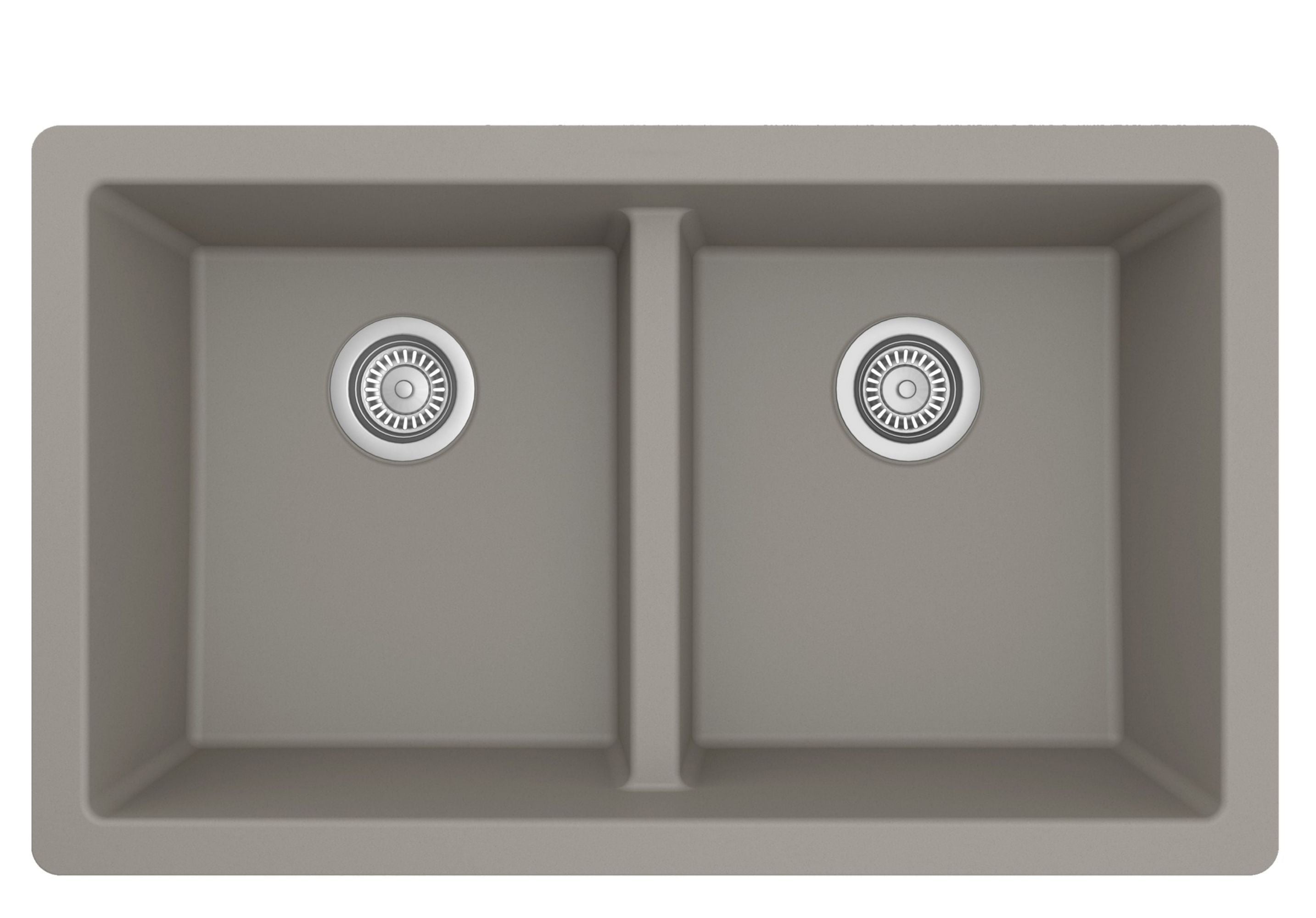 Karran 32" Undermount Quartz Composite Kitchen Sink, 50/50 Double Bowl, Concrete, QU-810-CN