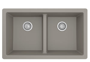 Alternate Image for Karran 32" Undermount Quartz Composite Kitchen Sink, 50/50 Double Bowl, Concrete, QU-810-CN