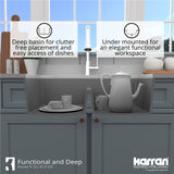 Karran 32" Undermount Quartz Composite Kitchen Sink with Accessories, 50/50 Double Bowl, Grey, QU-810-GR-PK1