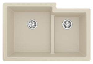 Alternate Image for Karran 32" Undermount Quartz Composite Kitchen Sink, 60/40 Double Bowl, Bisque, QU-811-BI