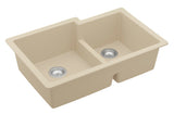 Karran 32" Undermount Quartz Composite Kitchen Sink, 60/40 Double Bowl, Bisque, QU-811-BI