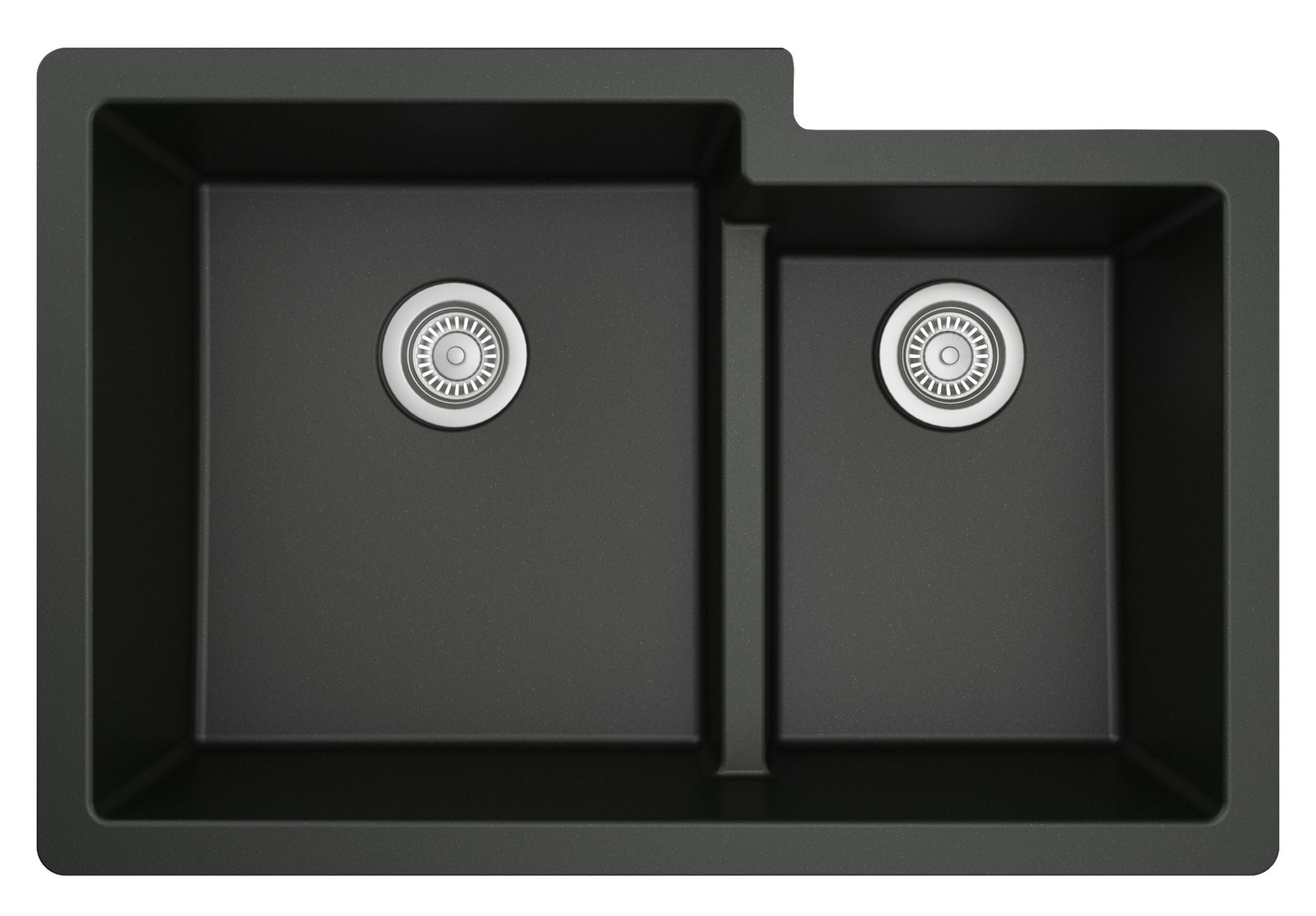 Karran 32" Undermount Quartz Composite Kitchen Sink with Accessories, 60/40 Double Bowl, Black, QU-811-BL-PK1