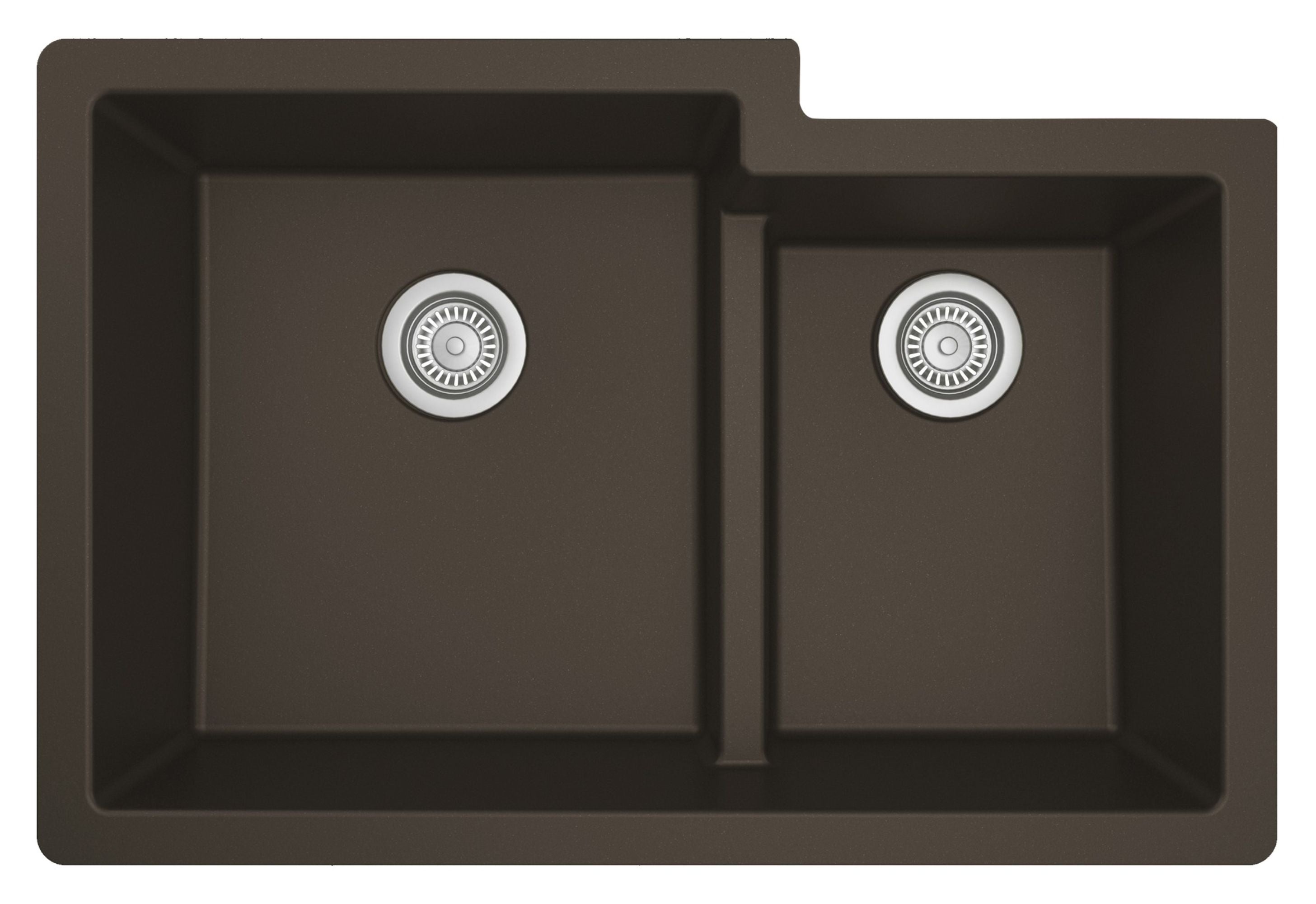Karran 32" Undermount Quartz Composite Kitchen Sink, 60/40 Double Bowl, Brown, QU-811-BR