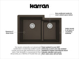 Karran 32" Undermount Quartz Composite Kitchen Sink with Accessories, 60/40 Double Bowl, Brown, QU-811-BR-PK1