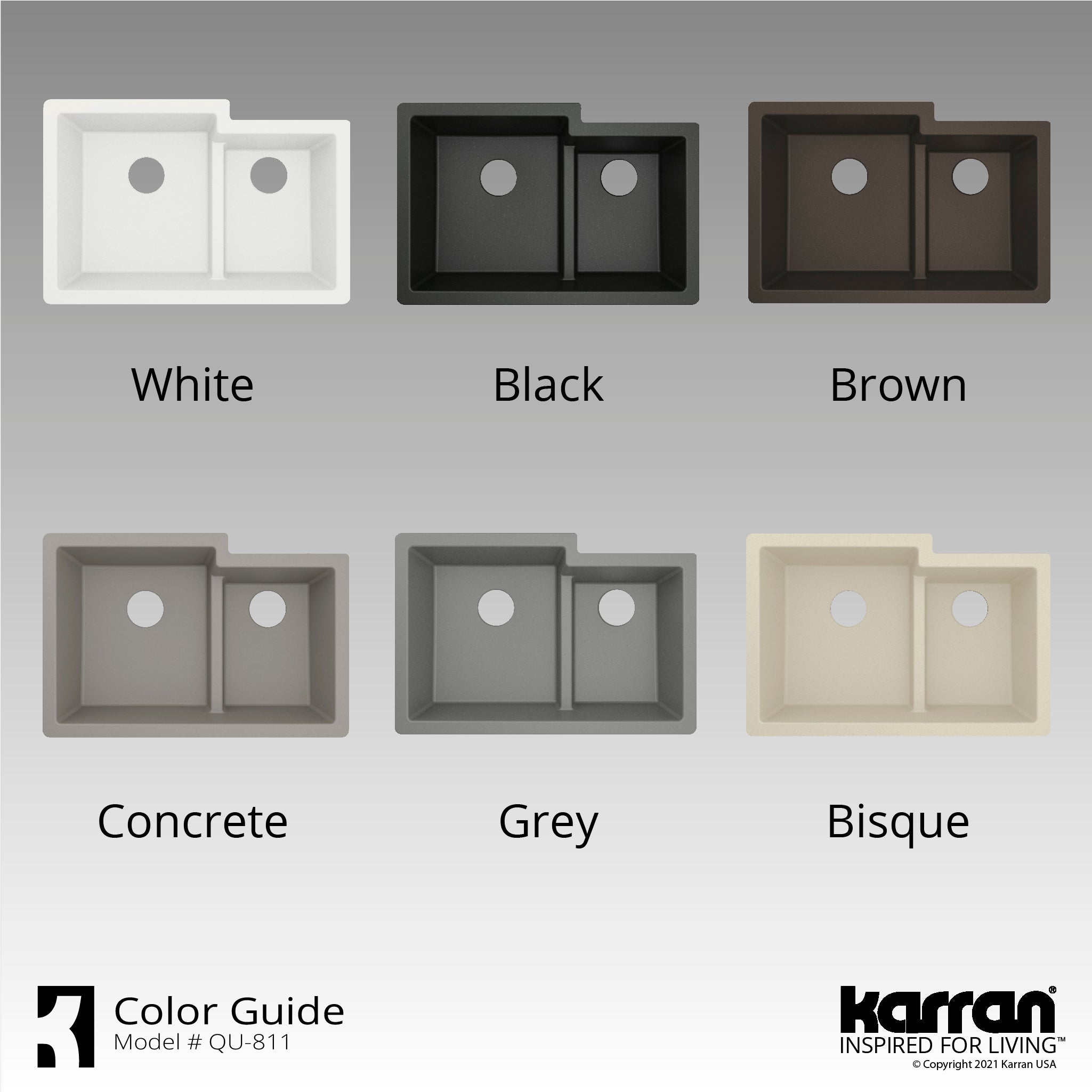 Karran 32" Undermount Quartz Composite Kitchen Sink with Accessories, 60/40 Double Bowl, Brown, QU-811-BR-PK1