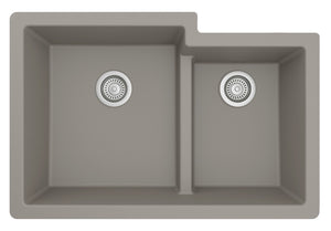 Alternate Image for Karran 32" Undermount Quartz Composite Kitchen Sink, 60/40 Double Bowl, Concrete, QU-811-CN