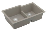 Karran 32" Undermount Quartz Composite Kitchen Sink, 60/40 Double Bowl, Concrete, QU-811-CN