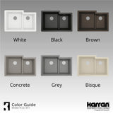 Karran 32" Undermount Quartz Composite Kitchen Sink with Accessories, 60/40 Double Bowl, Grey, QU-811-GR-PK1