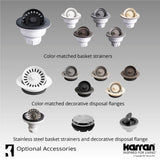 Karran 32" Undermount Quartz Composite Kitchen Sink with Accessories, 60/40 Double Bowl, Grey, QU-811-GR-PK1