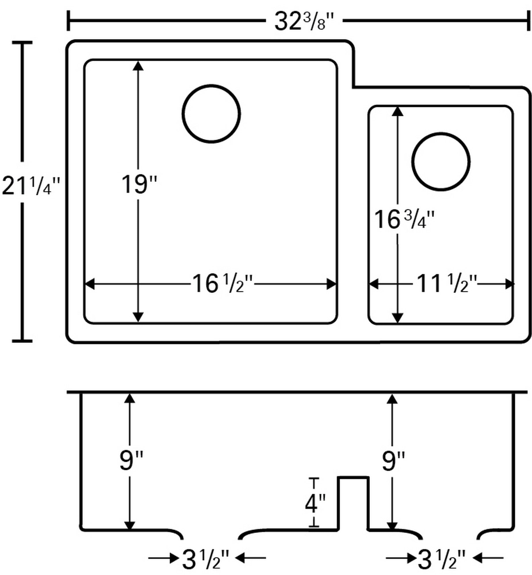 Karran 32" Undermount Quartz Composite Kitchen Sink, 60/40 Double Bowl, Concrete, QU-811-CN