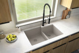 Karran 32" Undermount Quartz Composite Kitchen Sink with Accessories, 60/40 Double Bowl, Concrete, QU-811-CN-PK1
