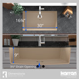 Karran 32" Undermount Quartz Composite Kitchen Sink, Bisque, QU-812-BI