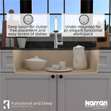 Karran 32" Undermount Quartz Composite Kitchen Sink with Accessories, Bisque, QU-812-BI-PK1