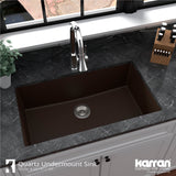 Karran 32" Undermount Quartz Composite Kitchen Sink, Brown, QU-812-BR
