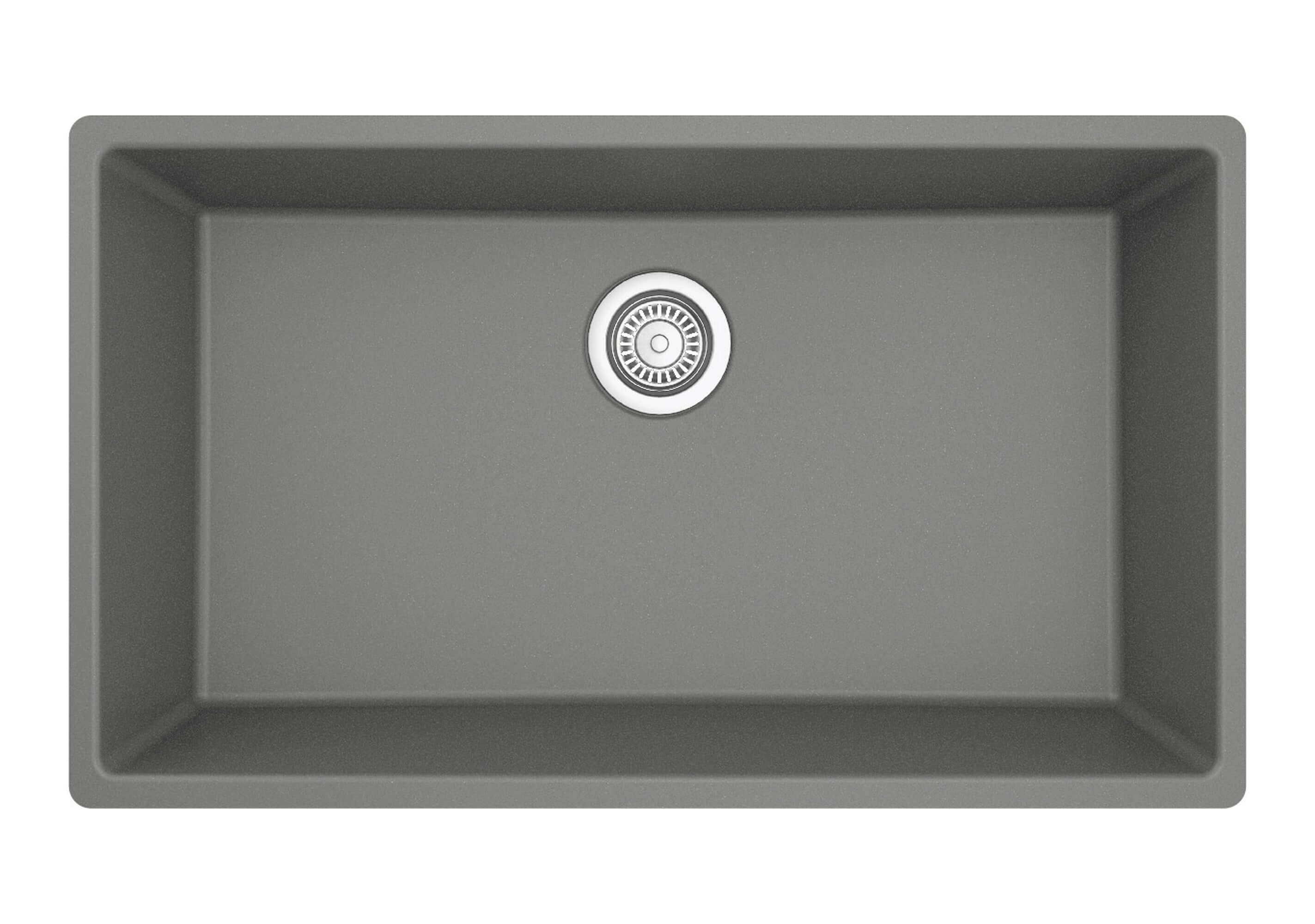 Karran 32" Undermount Quartz Composite Kitchen Sink with Accessories, Grey, QU-812-GR-PK1