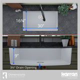 Karran 32" Undermount Quartz Composite Kitchen Sink with Accessories, White, QU-812-WH-PK1