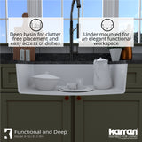 Karran 32" Undermount Quartz Composite Kitchen Sink, White, QU-812-WH