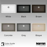 Karran 32" Undermount Quartz Composite Kitchen Sink, White, QU-812-WH