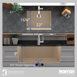 Karran 24" Undermount Quartz Composite Kitchen Sink, Bisque, QU-820-BI