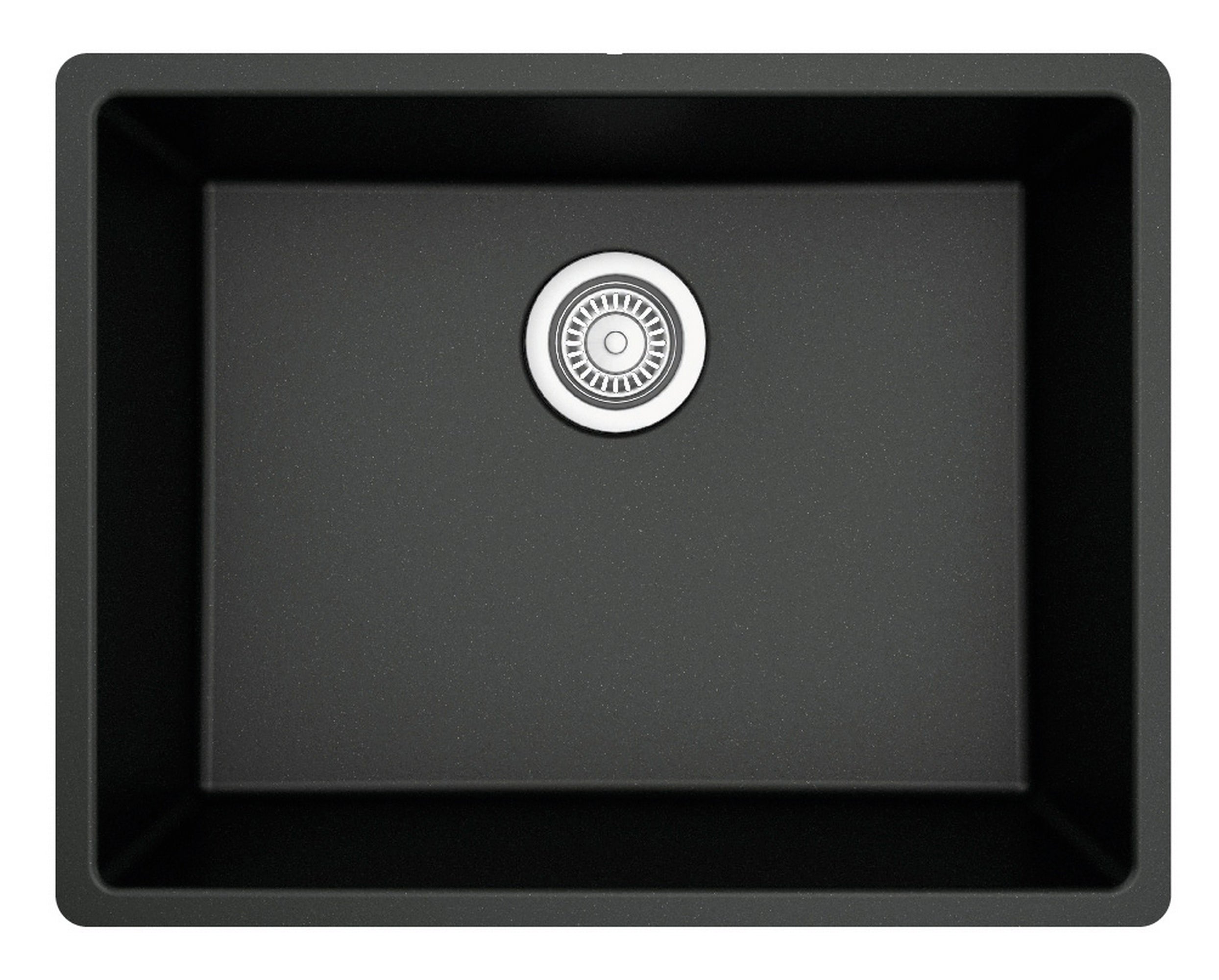Karran 24" Undermount Quartz Composite Kitchen Sink with Accessories, Black, QU-820-BL-PK1