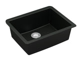 Karran 24" Undermount Quartz Composite Kitchen Sink with Accessories, Black, QU-820-BL-PK1