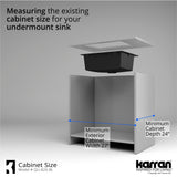 Karran 24" Undermount Quartz Composite Kitchen Sink with Accessories, Black, QU-820-BL-PK1
