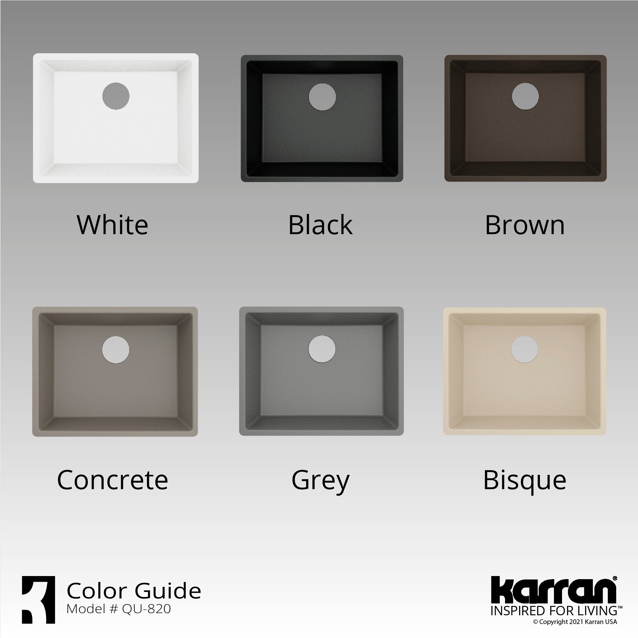 Karran 24" Undermount Quartz Composite Kitchen Sink, Brown, QU-820-BR