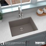 Karran 24" Undermount Quartz Composite Kitchen Sink, Concrete, QU-820-CN