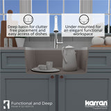 Karran 24" Undermount Quartz Composite Kitchen Sink with Accessories, Concrete, QU-820-CN-PK1