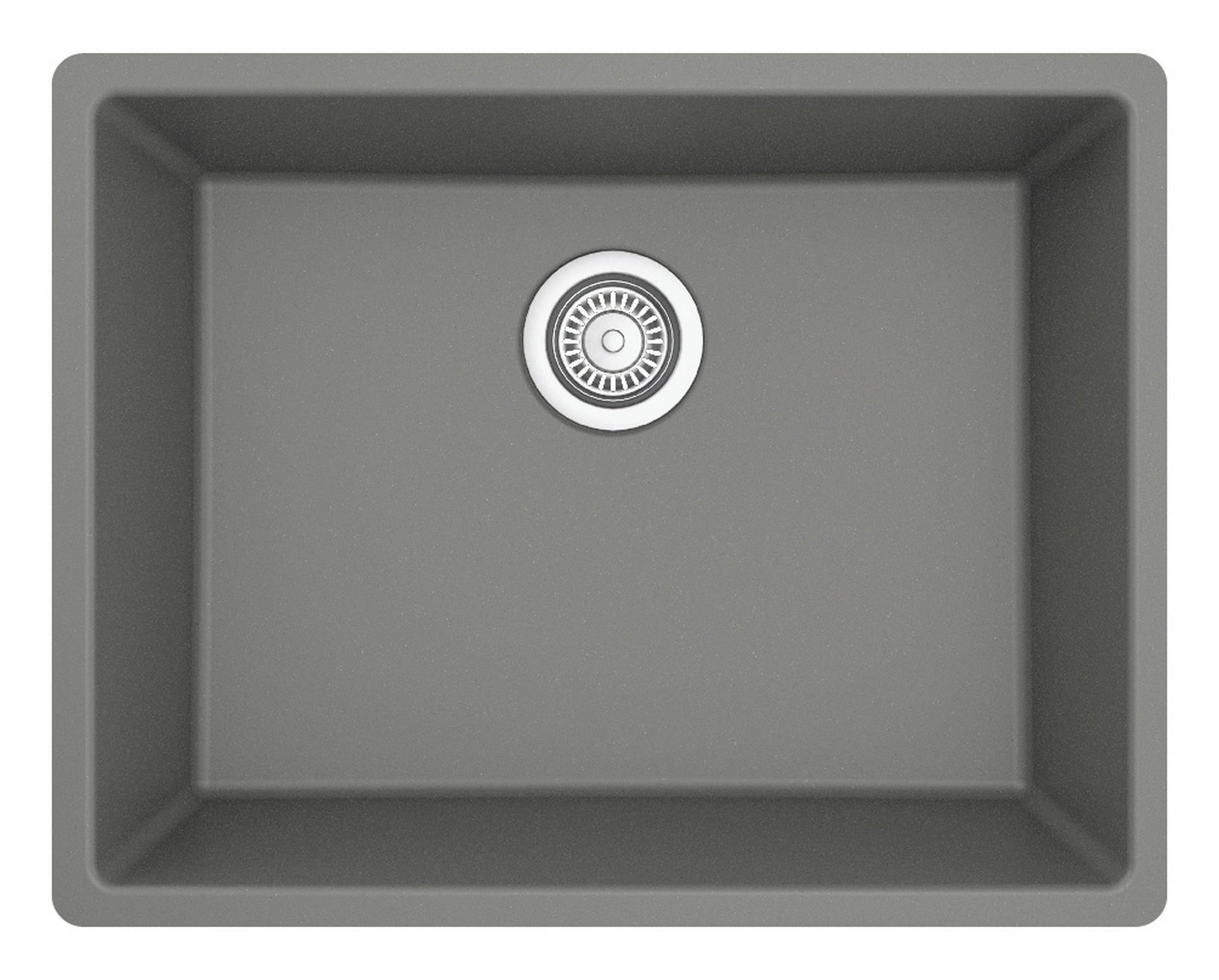 Karran 24" Undermount Quartz Composite Kitchen Sink with Accessories, Grey, QU-820-GR-PK1