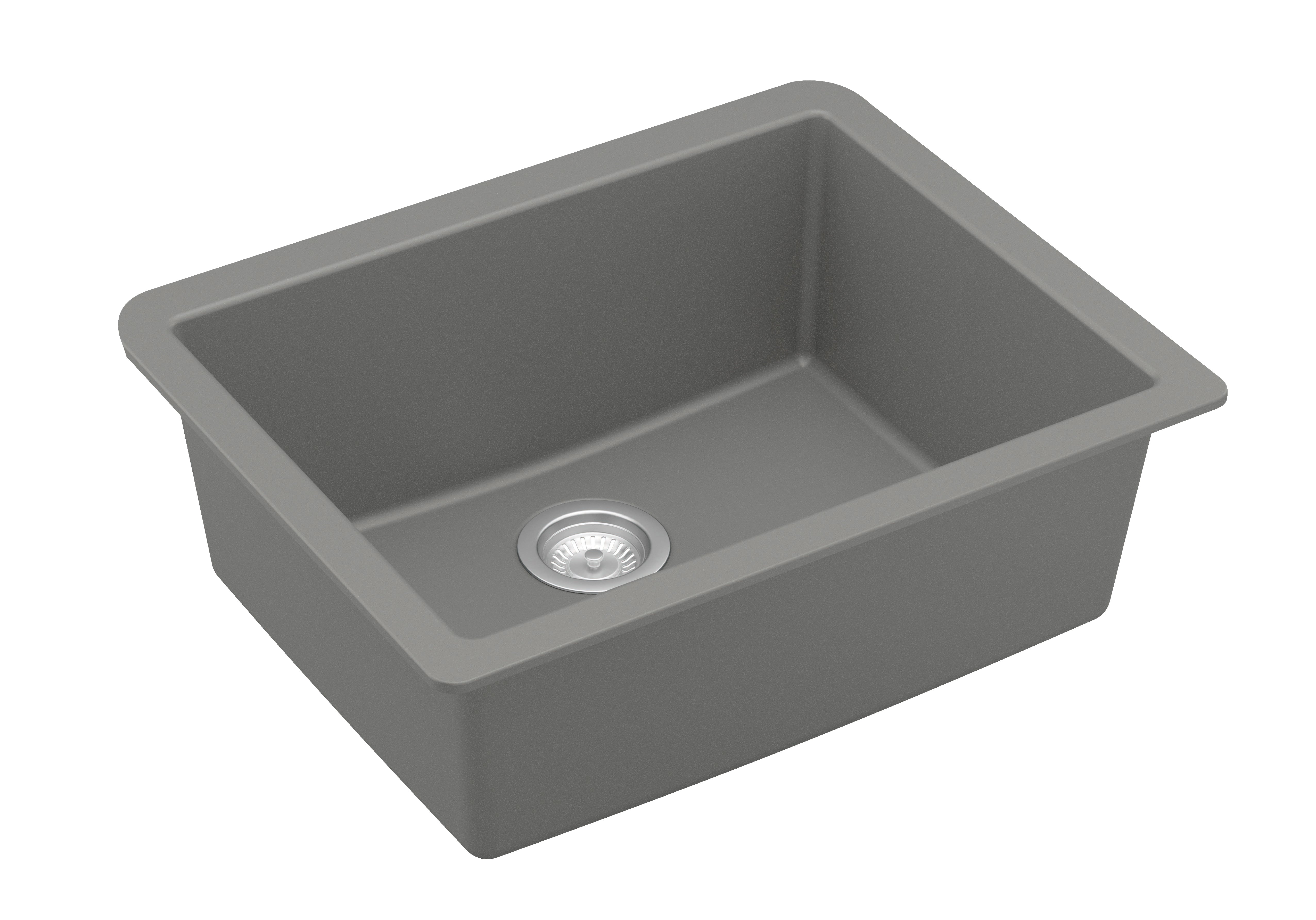 Karran 24" Undermount Quartz Composite Kitchen Sink, Grey, QU-820-GR