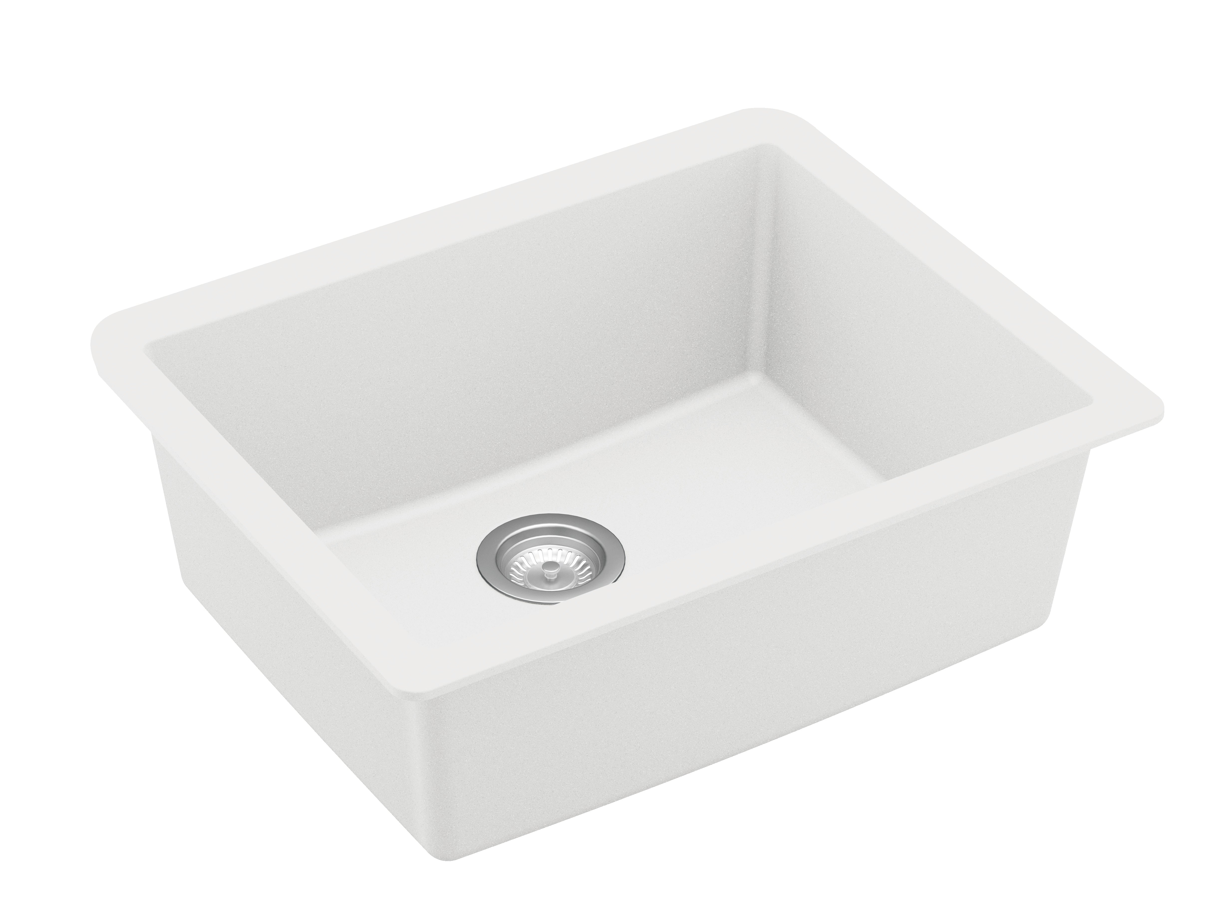 Karran 24" Undermount Quartz Composite Kitchen Sink with Accessories, White, QU-820-WH-PK1
