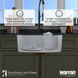 Karran 24" Undermount Quartz Composite Kitchen Sink with Accessories, White, QU-820-WH-PK1