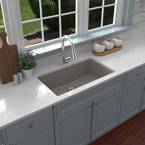 Alternate Image for Karran 32" Undermount Quartz Composite Kitchen Sink, Concrete, QU-812-CN