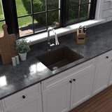 Karran 24" Undermount Quartz Composite Kitchen Sink with Accessories, Brown, QU-820-BR-PK1
