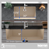 Karran 33" Undermount Quartz Composite Workstation Kitchen Sink with Accessories, Bisque, QUWS-875-BI