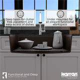 Karran 33" Undermount Quartz Composite Workstation Kitchen Sink with Accessories, Brown, QUWS-875-BR